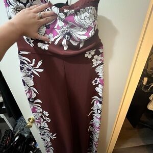 Express Floral Jumpsuit - Maroon and Pink